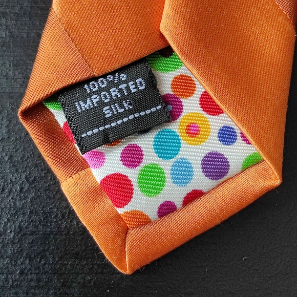 City of London | 2 toned orange 🧡 striped 100% silk tie 👔 - Picture 9 of 13